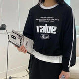 Fashionkova Vintage Letter Print Round Neck Sweatshirt