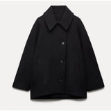 Fashionkova party look inspos Fashion Turn Down Collar Coat For Women Vintage Solid Long Sleeve Female Jacket 2024 Elegant Spring Autumn Pocket Lady Outerwear