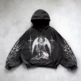 Fashionkova Y2k Fashion Casual Hoodie Men and Women New Retro Gothic Printing Hip Hop Sweatshirt Coat Selling Personality Retro Streetwear