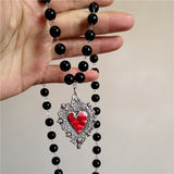 Fashionkova Goth Punk Retro Red Heart Pendant Necklace For Women Men Trendy Unisex Choker Charm EMO Jewelry Harajuku Y2k Accessories Gift
