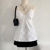 Fashionkova Y2K Retro Simple White Tank Top V-neck Spring/Summer Tank Top Comfortable stylish undershoulder Sexy tank top Casual Spice Emo Casual Outfit