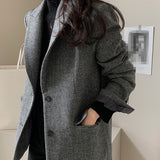 Fashionkova  Nye Outfit 2024 Autumn New Wool Coats Retro Casual Short Shoulder Pad Woolen Commuting British Style Solid