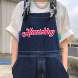 Fashionkova  Party Outfit  Embroidered Denim Women Jumpsuits American Vintage Summer Fashion Loose Causal Overalls Straight Wide Leg Pants for Female