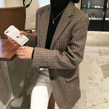 Fashionkova  Nye Outfit Retro Plaid Wool Suit Jacket Women Clothes 2024 Spring Autumn Large Size Blazer Women's Fat Mm Slim Plaid Suit New In Coat