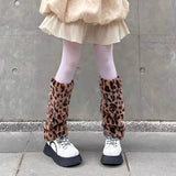 Fashionkova  Nye Outfit Leopard Fur Boot Socks Y2K Plush Leg Warmers Thigh High Sexy Leg Covers Harajuku Boot Cuffs Socks Lolita Thigh Garter Socks