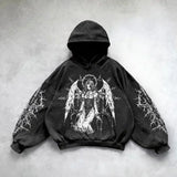 Fashionkova Y2k Fashion Casual Hoodie Men and Women New Retro Gothic Printing Hip Hop Sweatshirt Coat Selling Personality Retro Streetwear