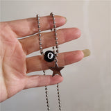 Fashionkova Punk Star Pendant Chain Necklace For Men Women Hip Hop Cool Beads Neck Y2K Jewelry