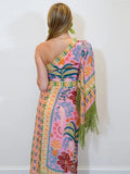 Fashionkova Women Diagonal Shoulder Tassel Midi Dress Chic Waist Hollow Out Asymmetric Irregular Hem Lady Summer Dress Evening Party Vestido ootd