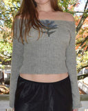 FashionKova-Millennial Fall Vintage Women's knitted Sweater Long sleeve knitted T-shirt Casual off-the-shoulder Fashion Slim Fit T-shirt Emo