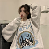 Fashionkova Vintage Mountains Graphic Oversized Sweatshirt