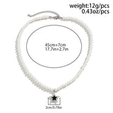 Fashionkova Simple Handmade Imitation Pearl Beaded Short Necklace Men's Fashion Rhinestone Star Pendant Choker Punk Party Jewelry