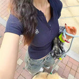 Fashionkova Summer Korean Women V-neck Short-sleeve T-shirt Slim Elastic Skinny Crop Tops 2025 Spring New Short Sleeve TShirt Casual Tees Casual Outfit