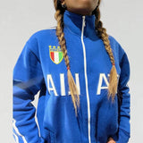 Fashionkova party look inspos traf women's clothing promotion Y2K autumn winter new in ITALIA Blue sweatshirt zipper official-website Women's sweatshirts