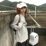 Fashionkova Japanese Y2k Ripped Sweater Vintage Gothic Spider Print Knitted Pullover Trashy 2000s Style Distressed Jumper Grunge 90s Spring Style 2025
