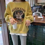 Fashionkova Round Neck Cartoon Print Sweatshirt
