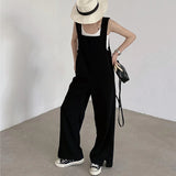 Fashionkova  Party Outfit  Summer Thin Draped Jumpsuits Women Korean Loose Straight Maxi Overalls Woman Fashion Baggy Black Jumpsuit