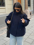 Fashionkova Stand Collar Women Winter Woolen Coats 2025 Spring Single Breasted Loose Female Long Sleeve Jacket Office Lady Street Short Coat ootd