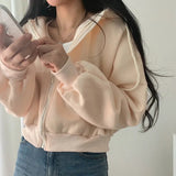 Fashionkova Solid Color Oversized Cropped Hoodie