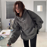 Fashionkova Letter Embroidery Baggy Hoodie