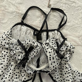 FashionKova-summertime Y2K Sexy Polka Dot Bow Halter Crop Tops Women's Summer Backless Party Club Tank Tops 2000s Fashion Basic T-shirt Emo