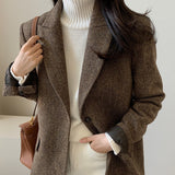 Fashionkova  Nye Outfit 2024 Autumn New Wool Coats Retro Casual Short Shoulder Pad Woolen Commuting British Style Solid