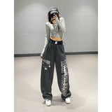 Fashionkova party outfit  Women Apricot Sweatpants Baggy Y2k Streetwear Graphic Print Jogger Pants Vintage Harajuku Wide Straight Trousers Clothes Spring