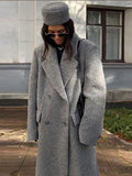 Fashionkova party look inspos Fashion Turn Down Collar Coat Women Autumn Winter Elegant Long Sleeve Lady Long Coats Chic Pocket Female Double Breasted Jacket