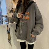 Fashionkova Vintage Letter Print Loose Oversized Hoodie