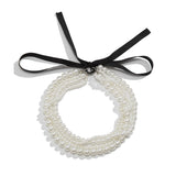Fashionkova Boho Black Bow Pendant Necklace 2024 Women's Multi Layer Sweet Imitation Pearl Beads Girl Fashion Wedding Jewelry ootd