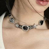 Fashionkova Punk Leather Choker Chain Collar Necklace for Women Men Hip Hop Belt Chains Bracelet Female Girls Party Jewelry Gift