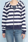Fashionkova Vintage Striped Zip Up Hoodie