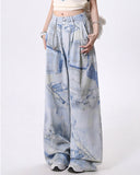 Fashionkova Denim Effect Print Trousers