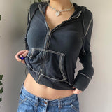 Fashionkova Sewing Thread Downtown Zip Up Hoodie
