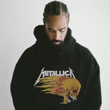 Fashionkova  '90s Y2K Rock Metal Band Vintage Punk Retro Graphics Print Oversize Hooded Pullover Men Clothing Tops Hoodies For Men