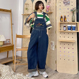 Fashionkova  Party Outfit  2025 Embroidered Jean Jumpsuits Women New Vintage Baggy Denim Overalls High Street Straight Loose Wide-leg Pants Female