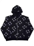 Fashionkova party look inspos Women Hoodies Gothic Vintage Hip Hop Grunge Jacket Star print Zip Up Coat Casual Harajuku Loose Sweatshirt Clothes Y2K Tops