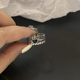 Fashionkova Gothic Fashion Rings For Women Girls Crystal Black Spider Open Ring Hip Hop Punk Irregular Animal Finger Jewelry Halloween Gift