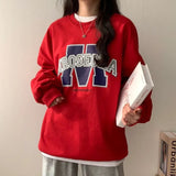 Fashionkova Vintage Logo Print Round Neck Sweatshirt