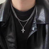 Fashionkova Punk Gothic Black Cross Star Pendant Chain Choker Necklace Women Men Charm Grunge Jewelry Y2K Accessories Dropshipping Wholesale