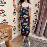 Fashionkova Women Y2K Printed Cami Dress Table Collection Print Sleeveless Backless Slip Dress Midi Bodycon Party Dress vestidos Fairycore Outfit Idea