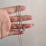 Fashionkova Punk Star Pendant Chain Necklace For Men Women Hip Hop Cool Beads Neck Y2K Jewelry