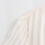 Fashionkova 2025 Spring New Product Women's Fashion Casual Slimming Flip Collar Long Sleeves with Belt Midi pleated Dress Valentine's Day Aesthetic