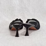 Fashionkova Summer mesh flower beads women slides sexy thin heel sandals ootd outfit idea
