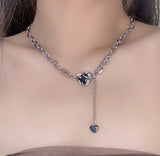 Fashionkova Y2K Trendy Beads Chain Women Cross Necklace Imitation Pearl Bead Titanium Steel Cuban Chain Necklace For Men Jewelry Gift