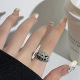 Fashionkova Korean Fashion Geometric Stone Open Metal Ring For Women Retro Punk Jewelry Accessories