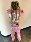 Fashionkova Pink camouflage cartoon pattern straight Y2K jeans womens street hip hop design niche hot girl street wide leg baggy pants 2000s