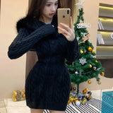 Fashionkova party look inspos Red New In Female Knit Dress Autumn and Winter Elastic G Y2k Long Sleeve Women's Crochet Dresses Harajuku Sensual Sexy Designer