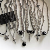 Fashionkova Punk Gothic Black Cross Star Pendant Chain Choker Necklace Women Men Charm Grunge Jewelry Y2K Accessories Dropshipping Wholesale