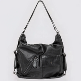 Fashionkova party outfit  MBTI Black Vintage Womens Shoulder Bag Plain Luxury Motorcycle Messenger Bag Designer Large Capacity Multi-functional Backpacks