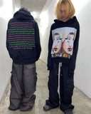 Fashionkova  Y2k American Street Fashion Anime Letter Graffiti Print Oversized Hoodie Men Goth Hip Hop Fashion Pullover Sweatshirt Women